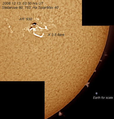 20061213 0350 hrs UT solar Ha, X 3.5 class flare