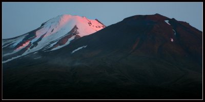 6:05am : Dawn's red light on the Sharks tooth near the summit.