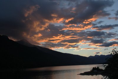 Sunset on Revelstoke Lake