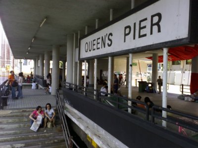 Queen's Pier, packed with people camping out to keep the government from demolishing it.