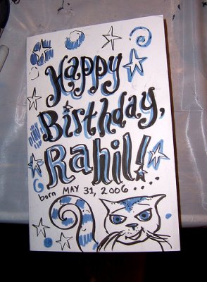 Mikhaela's birthday card for Rahil (front)