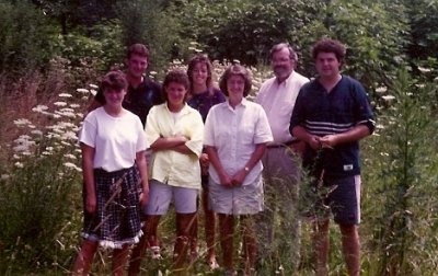Left to right:  children Molly, Landrum, Gillian, Elise, former wife Mary, and, on far right, Christopher, Shelbyville, c. 1983