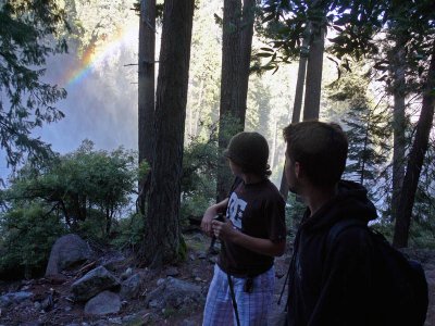 Rainbow on mist trail to Nevada Fall
