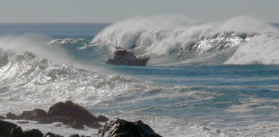 Coast Guard Motor Lifeboat vs. big wave
