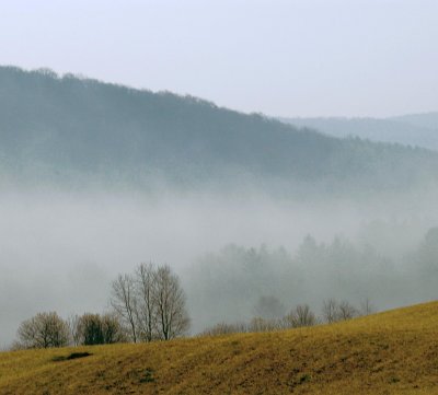 Ithaca's misty hills
