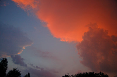 Orange glow on clouds