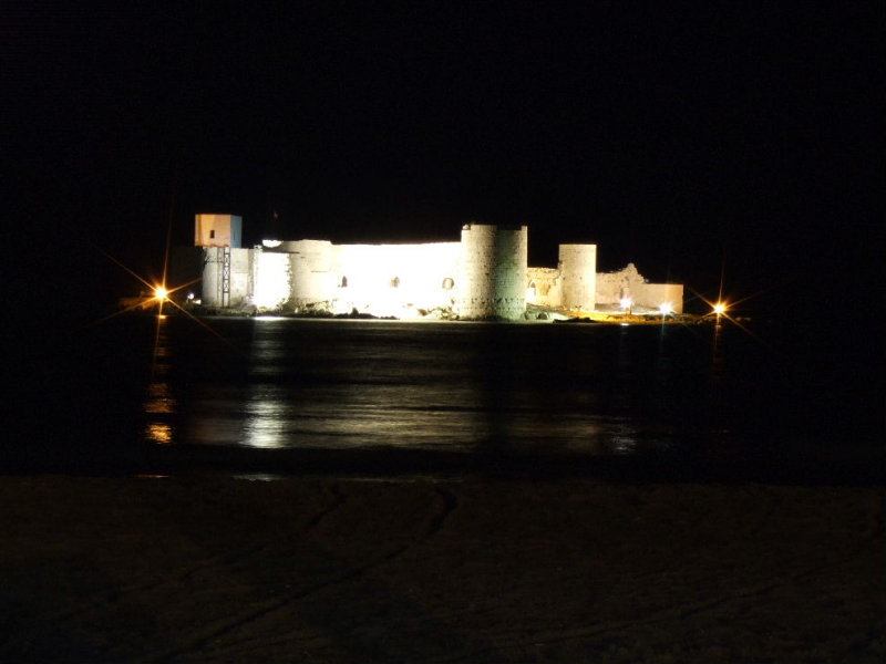 Kiz Kalesi, or The Maidens Castle, at night