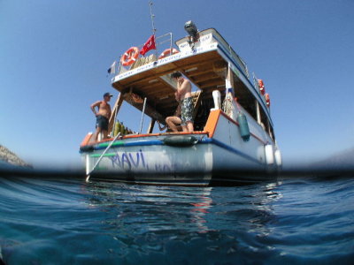 Mavi Diving dive boat (Mavi means blue)