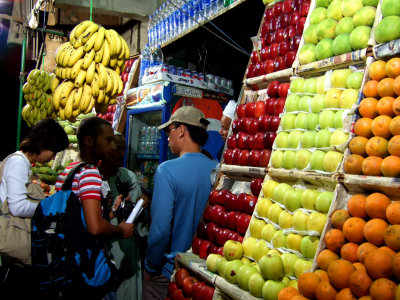 buying fruits before boarding the overnight train to Aswan