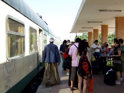 getting off at Aswan station the next morning 9am