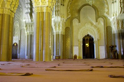 Prayer Hall - shoes are to be put into the pockets lying on the floor