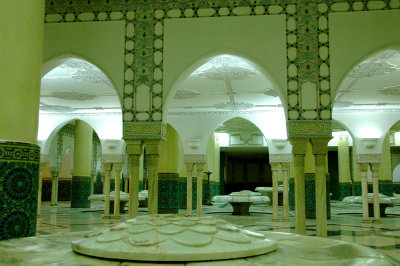 the ablution hall is an architectural jewel.  It is constituted of 41 fountains