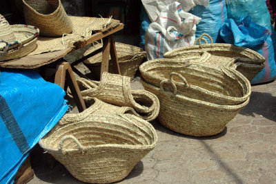 twin baskets for loading onto the donkeys