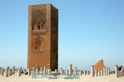 the tower still stands but little remains of the adjacent mosque, which was all but destroyed by an earthquake in 1755