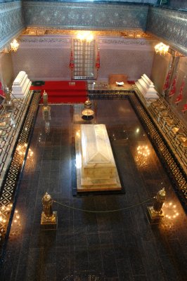 the tomb is located below ground in an open chamber