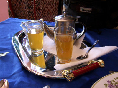 mint tea served on beautiful silverware