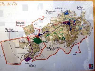 tourist map for the Fes medina - works like a metro map