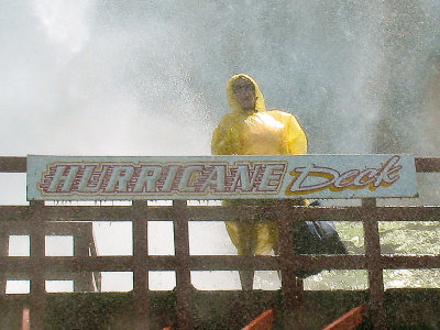 Joann Getting Drenched on Hurricane Deck