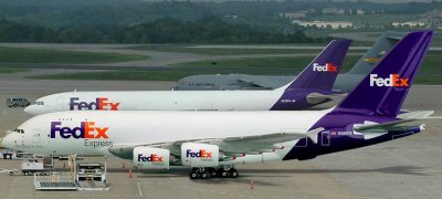 FedEx A380 sitting at BNA's cargo ramp