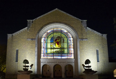 West U Baptist Church at night 01