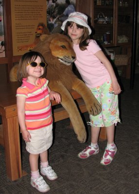 Ava & Katie With A Big Cat