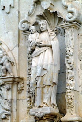 Limestone Sculpture of Saint Mary Around Chapel Entrance