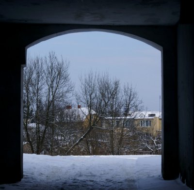 through an arch