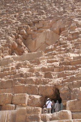 Q. Great pyramid with true opening and thiefs opening close-up.JPG