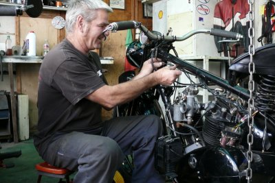 Don working on a nice Brough Superior
