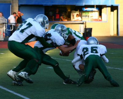 Seton's Chris Perry getting stopped just short of the 35 yard line on the opening kickoff