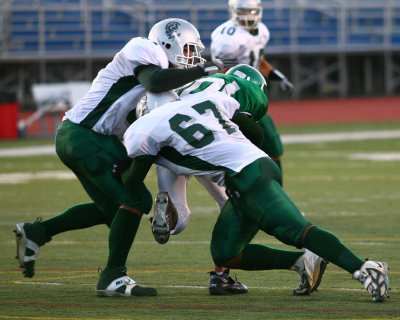 .....who then gets several yards before Newfield's Devin Jones and Dejour Gandy bring him down