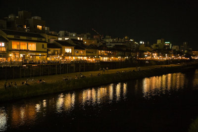 River scene at night, Kyoto