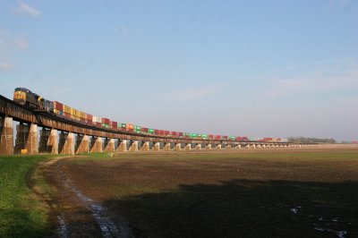 A mile of train on 2 miles of deck.