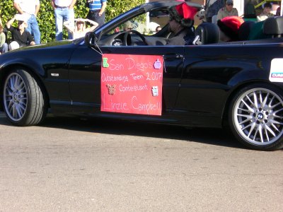 San Diego Outstanding Teen 2007 Contestant Linzie Campbell...best sign yet! She should win.