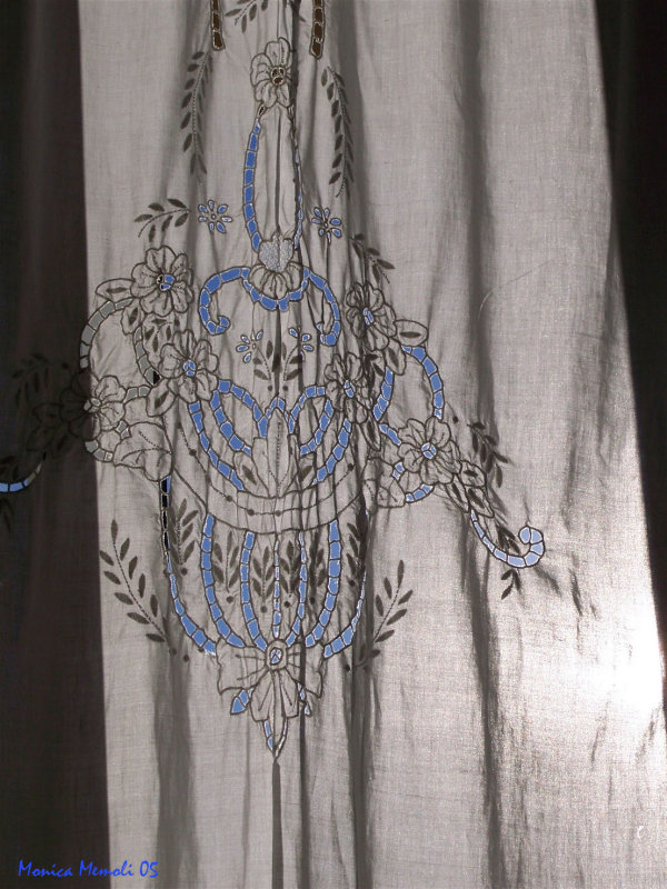 Blue sky through the curtain