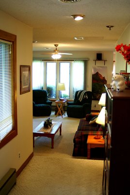 View at entry into sunken living room