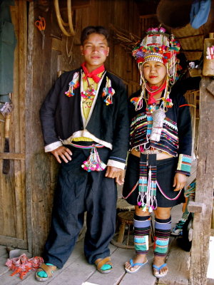 Akha couple in traditional dress