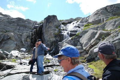 at the waterfall