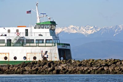 Ferry and the Olympic Mts, WA