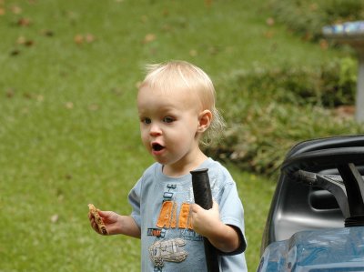 Brooks on his tractor