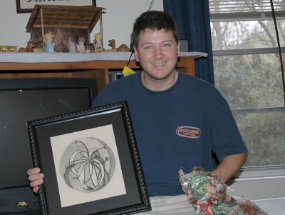 Matt with Grandma Sue's painting