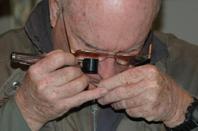 Fred checks for striations to age the bird