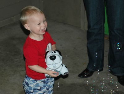 Brooks and his bubble dog