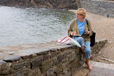 Mary sketching at Collioure