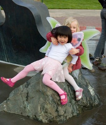 Playing in the fountain