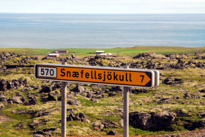 Turnoff for the mountain road to Snæfellsnesjökull
