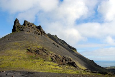 Stapafell (526m), a prominent volcanic peak on the flank of Snæfellsnesjökull
