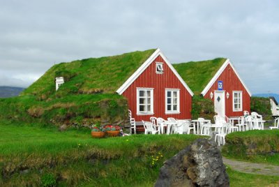 Turf roofed cafe at Arnarstapi, Snæfellsnes Peninsula