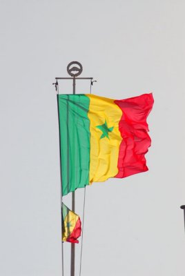 Senegalese flag flying over the Presidential Palace