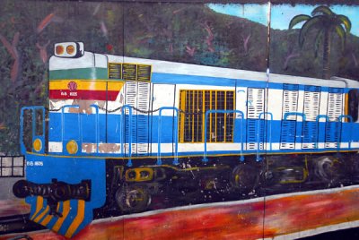 Painting of a Senegalese locomotive, Dakar Railway Station
